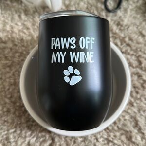 NWT SIPPING CUP WITH LID- PAWS OFF OF MY WINE